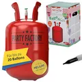 Helium Ballongas für 20 Ballons | Heliumflasche Gasfüllung 140 Liter | Luftballons | Party Factory Heliumgas fürHochzeit (1 x Ballongas 20)