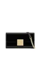 Armani Exchange Woman Liz, patent, Gold Square Logo Cross Body Medium Black