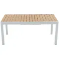 Vente-Unique Gartentisch, Weiß, Metall, Uni, 8-Sitzer, Rechteckig, 230x74x90 cm, Gartenmöbel, Gartentische, Gartentische