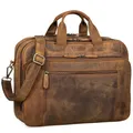 STILORD Herren-Businesstasche aus Leder braun - große 15,6 Zoll Laptoptasche - Männer-Aktentasche - Vintage Umhängetasche aus Rindsleder Nelson