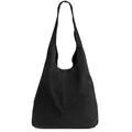 Caspar große Damen Wildleder Tasche Hobo Bag Shopper - CLASSIC LINE - Modell No.767 - Made in Italy, Farbe:schwarz, Größe:One Size