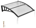 VEVOR Vordach für Haustür 965x1017 mm, Pultbogenvordach, Pultvordach mit Entwässerung & ABS-Halterung, Regen-, Schnee- & Sonnenschutz, Polycarbonat-Türüberdachung für Veranda & Terrasse, Braun