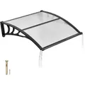 VEVOR Vordach für Haustür 965x1017 mm, Pultbogenvordach, Pultvordach mit Entwässerung & ABS-Halterung, Regen-, Schnee- & Sonnenschutz, Polycarbonat-Türüberdachung für Veranda & Terrasse, Braun