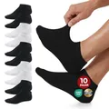 Mat & Vic's Sneaker Socken Herren 39-42 – OEKO-TEX Baumwolle – Sneaker Socken Damen – Unisex Sneakersocken – 10 Paar Schwarz-Weiß, auch in: 35-38,43-46,47-50