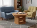 Design Couchtisch DA-999 rund ausziehbar höhenverstellbar mit Schublade und Ablage