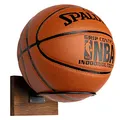 PUERSI Ball Halterung Holz Wand Ballhalter Basketballhalter Wandhalterung, Wandmontage Wandhalter für Basketball Fußball Volleyball, Rustikales Braun