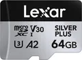 Lexar Silver Plus Micro SD Karte 64GB, Bis zu 205 MB/s Lesegeschwindigkeit