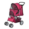 Hundewagen 'Niceville' Pet Stroller Hundebuggy Regenschutz zum Schieben Roadster inkl. Einkaufstasche Rot