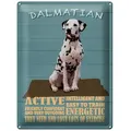 Femer GmbH Metallschild Spruch 30x40cm Dalmatian Hund active and easy, (1 St), gewölbte Oberfläche, abgerundete Ecken, umgeschlagene Kanten