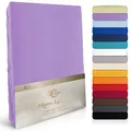 MOON-Luxury Spannbettlaken Spannbetttuch Jersey Stretch 230g/m² für Wasserbetten, Boxspringbetten und herkömmliche Matratzen (Flieder, 140x200-160x220)
