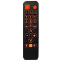 FeinTech FeinControl TV Großtasten-Fernbedienung mit Beleuchtung Universal Infrarot Lernfunktion, schwarz