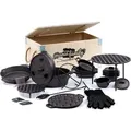 BBQ-Toro 19-teiliges Dutch Oven Set in Holzkiste | Mit Dutch Oven Feuertopf und mehr | Preseasoned - Schwarz