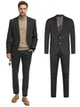 JEFF Herren JFEzra Set Anzug 2-teilig Sakko Hose Bundle | elastischer Herrenanzug Regular Fit für Männer Raven, 54