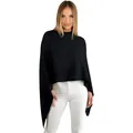 Mississhop 221 Poncho aus Mischgewebe für Damen Cape Überwurf One Size Schwarz