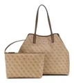 GUESS Eco Victtoria Large 2 In 1 Tote Schultertasche Tasche Latte Logo / Brown