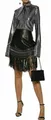 Balmain Paris Leder Fringed Mini Rock Studs Metal Kette mit Fransen XS