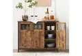 VASAGLE Sideboard Küchenschrank (Aufbewahrungsschrank, Stahlrahmen, Industrie, für Wohnzimmer, Küche, Esszimmer), 100 x 35 x 75 cm, verstellbaren Ablage, mit Glastüren