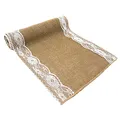 Oblique Unique® Jute Tischläufer mit Spitze Tischband Tisch Läufer Naturfarben 270 cm x 30 cm Tischdeko für Geburtstag Party Hochzeit Garten Party Deko