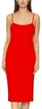 Merry Style Damen Unterkleid Knielänge Petticoat Midi Länge einstellbare Träger MS10-402 (Rot, S)