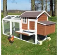 Zooprinz Hühnerstall Mobi mit Rollen extra Freilauf 248x115x76 cm (BxHxT), Klappdach, wetterfestes Kiefernholz, Nistkasten