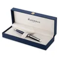 Waterman Hémisphère Kugelschreiber | Schwarze und blaue Lackierung mit palladiumbeschichteten Zierteilen | Mittlere Spitze | Geschenkbox