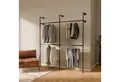 pamo. design Kleiderständer KIM DOUBLE Industrial Kleiderstange zur Wandmontage, Offener Kleiderschrank / Garderobe aus schwarzen Wasserrohren