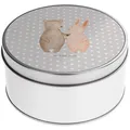 Mr. & Mrs. Panda Aufbewahrungsdose Bär und Hase Umarmen - Grau Pastell - Geschenk, Umarmung, Geschenkkis (Packung, 1 St., Blechdose rund Bär Hase Umarmen), Besonders glänzend grau