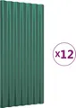 vidaXL Dachpaneele 12 Stk. Verzinkter Stahl Grün 80x36 cm