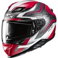 Motorrad Helm L - HJC F71 Fes - Fiberglas Integralhelm weiß-rot-anthrazit