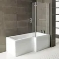 Raumspar Badewanne Syna mit Duschzone 150 x 85/70 x 40 cm, Rechts, weiß, Komplett-Set