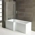 Raumspar Badewanne SYNA mit Duschzone 150x85/70cm, links, weiss, Komplett-Set