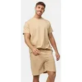Indicode Freizeitanzug Herren Comfy Shirt Herrenshorts Set (2-tlg), mit praktischen Seitentaschen an der Shorts beige M (50)