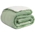 Basisstoff Cloudy Decke Sofa Kuscheldecke warm Sherpa Couchdecke mit Ecktasche Grün Gr. 130 x 150 cm