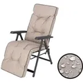 Bjird Liegenauflage Auflage für Gartenstuhl mit Fußstütze, Auflage für Gartenliege Liegestuhl mit mit Bindebänder und Gummi-Befestigungsbände... - Beige