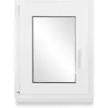 Neruli Kellerfenster Kunststoff Weiß Dreh-Kipp 50x80 cm BxH DIN Links 2 -Fach Glas Dichtung Schwarz