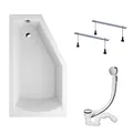 KOLMAN Badewanne SELENA Eckbadewanne 150x90 Links ohne Verkleidung, Ablaufgarnitur und Füßen Komplettset 3in1 Premium Original Acryl Wanne Siphon
