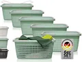 Hausfelder Wäschekorb Wäschewanne 58x37x25cm (Jadegrün, 6 Körbe, 35 l) (Set, 6 St., 6 x Wäschekörbe), mit klappbaren Henkeln, mit Griffen, 35 Liter