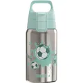 Sigg - Edelstahl Trinkflasche Kinder - Shield One love Football - Für Kohlensäurehaltige Getränke Geeignet - Auslaufsicher - Federleicht - BPA-frei - Grau - 0,5L