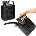 BW® Benzinkanister Metall 2x 5 Liter mit Ausgießer - Kraftstoffkanister Schwarz - RAL 9005 - TÜV-geprüft und UN-Zulassung - 0,8mm Stahl nach DIN 7274 - Made in Europe