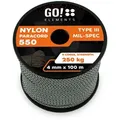 GO!elements Abspannleine Paracord 550 - 4mm, Paracord 550 aus reißfester Nylonschnur schwarz 100m