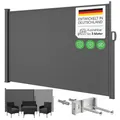 STEELSØN Zirella Seitenmarkise 200x300cm – Windschutz ausziehbar in Anthrazit – Markise wetterfest – Sichtschutz – Seitenrollo mit Wandhalterung – Sonnenschutz Blickdicht – Wandmarkise aus Aluminium