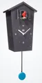 KOOKOO Birdhouse schwarz, Moderne Design Kuckucksuhr, mit 12 Vogelstimmen oder Kuckuck