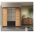 Lomadox Schlafzimmer-Set URBANIA-131, (Spar-Set, 2-tlg., Kleiderschrank Kommode), Schlafzimmermöbel Garderobenschrank Sideboard modern Eiche mit schwarz