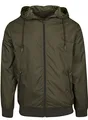 Build Your Brand Herren Übergangsjacke Windrunner, Männer Windjacke mit Kapuze, Funktionsjacke für Männer, Olive/olive, 3XL