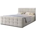 AX Living Boxbett, Beige, Kunststoff, Teilmassiv,Kiefer, Uni, 2-Sitzer, H3, Höhe ca. 45 cm, Rechteckig, 140x200 cm, Oeko-Tex®, Oeko-Tex® Standard 100, Gots, Pefc, FSC 100%, FSC Mix, FSC Recycled, TÜV Rheinland, TÜV Süd, Reach, Made in Europe, Schlafzimmer, Betten, Boxspringbetten