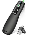 HELLCOOL Grün USB C Presenter, 2.4 GHz Wireless Powerpoint Fernbedienung via USB C Empfänger, Pointer für Präsentationen, Präsentationsfernbedienung für Windows/Mac/PowerPoint/Keynote/Google Slides