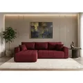 CORNERO Ecksofa LARA mit Schlaffunktion und Bettkasten Couch Sofa L-Form Eckcouch Sofa mit Schlaffunktion Rot Ottomane links - Rot