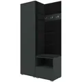 Garderoben-Set, Graphit, Schwarz, Holzwerkstoff, 1-Sitzer, 2 Fächer, 100x187x40 cm, Garderobe, Garderoben-Sets & Serien, Garderoben-Sets