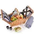 Sänger | Picknickkorb Sylt, 24-teiliges Komplettset für 4 Personen, Picknickkorb Groß, Picknick Decke & Geschirr