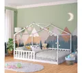 Bellabino Hausbett Bia mit Lattenrost (weiß, optional mit Matratze), Bodenbett mit Rausfallschutz, verfügbar in 80x160 & 90/120/140x200 cm